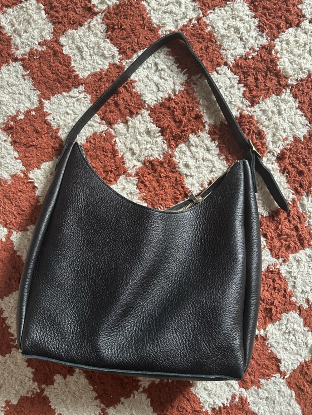 Portland Leather Black Pebbled Shoulder Bag - Aspen Large